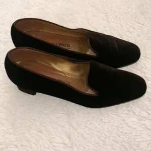 VINTAGE Bottega Veneta Brown Velvet Chunky Heel Shoe