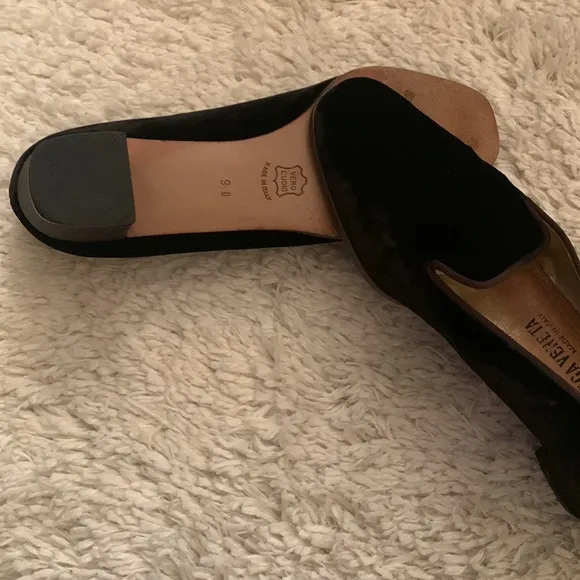 VINTAGE Bottega Veneta Brown Velvet Chunky Heel Shoe