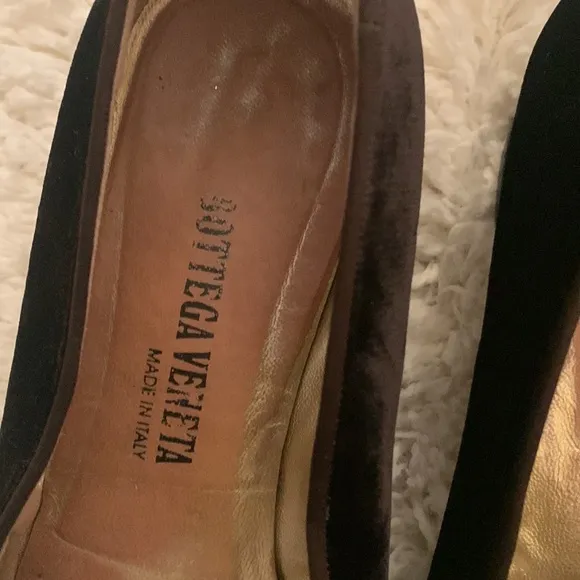 VINTAGE Bottega Veneta Brown Velvet Chunky Heel Shoe