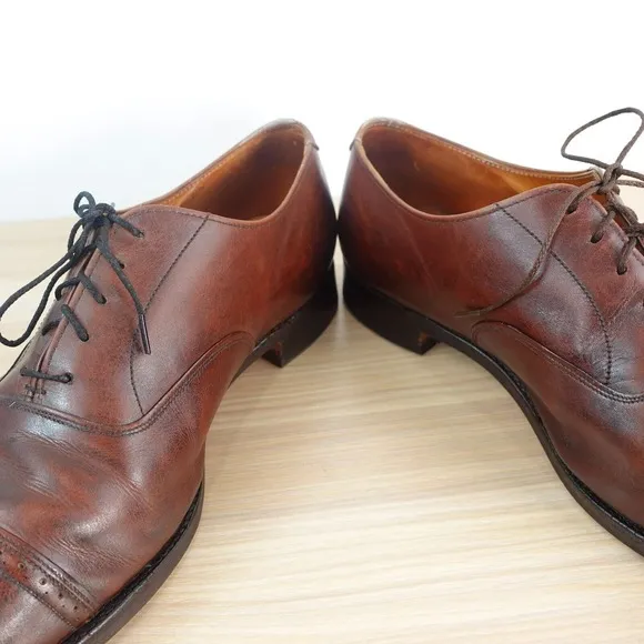 VINTAGE Brooks Brothers Oxford Shoes Mens 10.5 Cognac Leather Brown Formal Dress