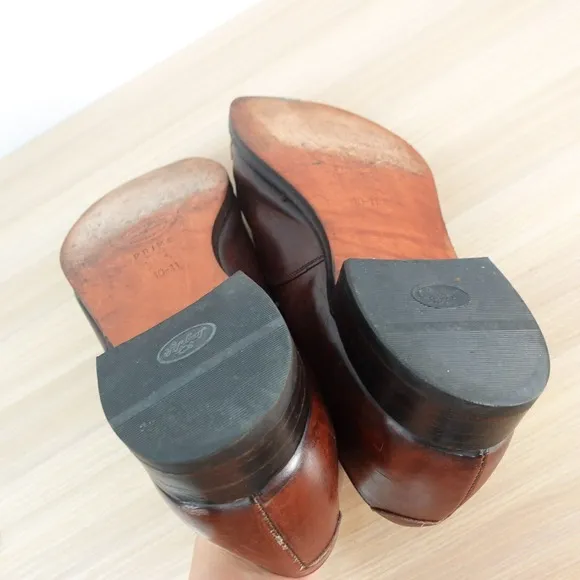 VINTAGE Brooks Brothers Oxford Shoes Mens 10.5 Cognac Leather Brown Formal Dress
