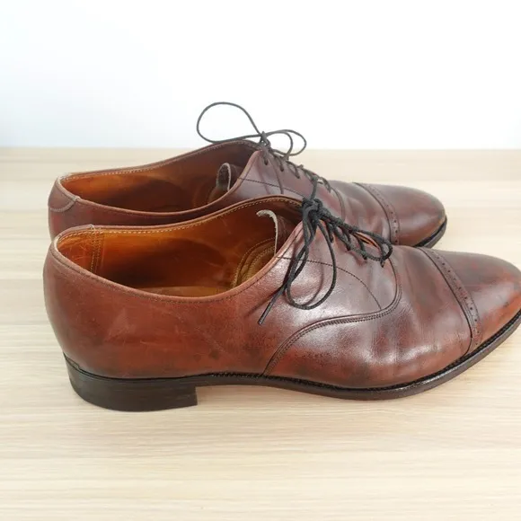 VINTAGE Brooks Brothers Oxford Shoes Mens 10.5 Cognac Leather Brown Formal Dress