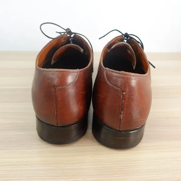 VINTAGE Brooks Brothers Oxford Shoes Mens 10.5 Cognac Leather Brown Formal Dress