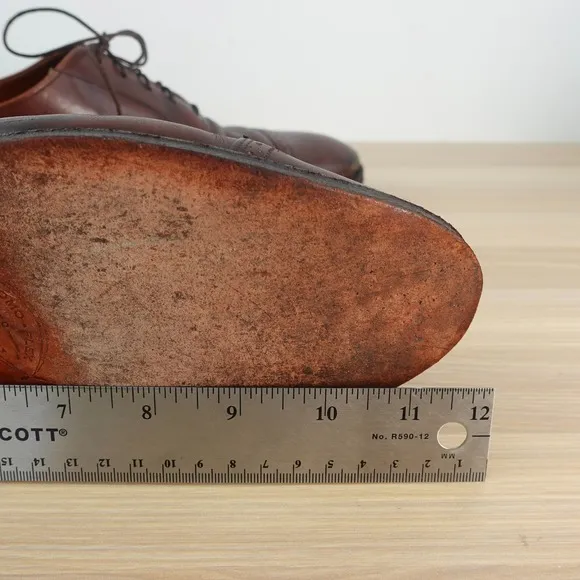 VINTAGE Brooks Brothers Oxford Shoes Mens 10.5 Cognac Leather Brown Formal Dress