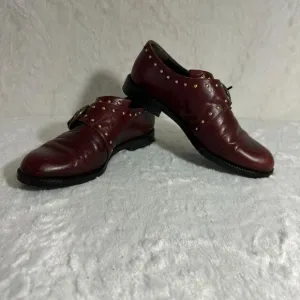 Vintage Donna Carolina Burgundy Leather Studded Monk Strap Shoes loafers Italy