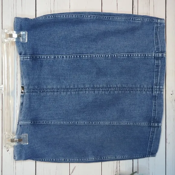 Vintage Free People Denim Jean Skirt Casual Modern Fitted Bodycon Femme 90's
