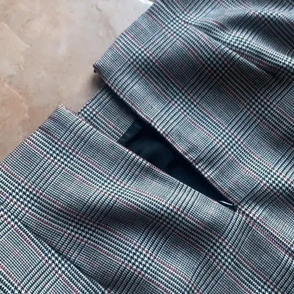 Vintage Halston Gray Houndstooth Plaid Wool A-Line Skirt Size 10