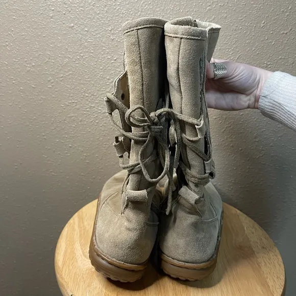 Vintage Harley Davidson Suede Tan Winter Lace Up Boots Women’s 7