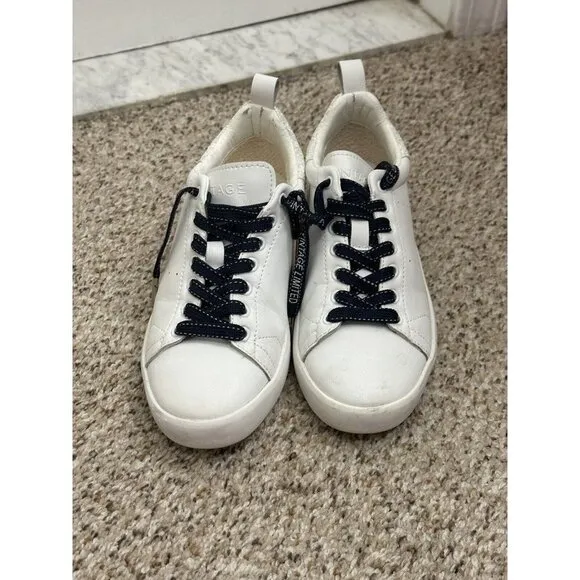 Vintage Havana Grant Silver Glitter White Leather Sneakers 6