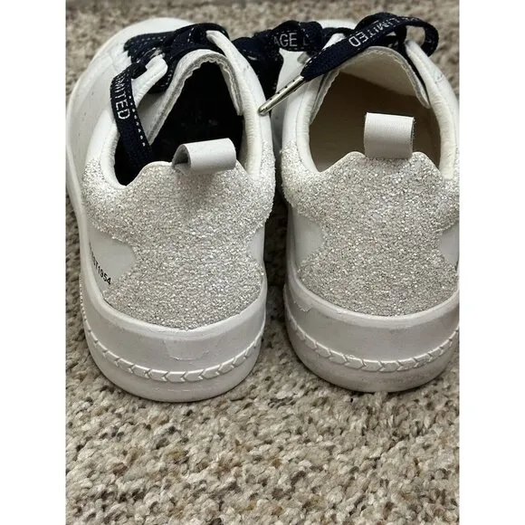 Vintage Havana Grant Silver Glitter White Leather Sneakers 6
