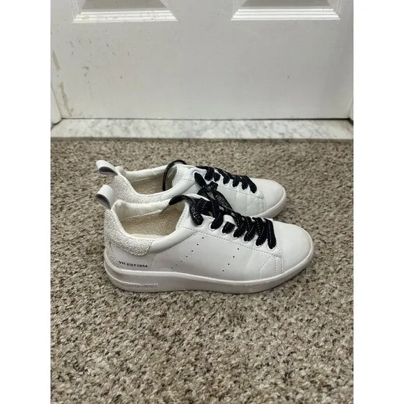 Vintage Havana Grant Silver Glitter White Leather Sneakers 6