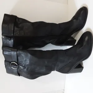 Vintage Johnston and Murphy tall riding boots women black feather Y2K 8M casual