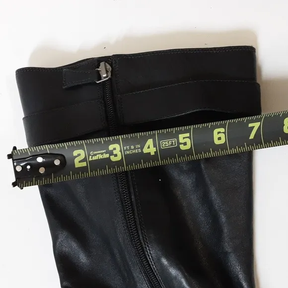 Vintage Johnston and Murphy tall riding boots women black feather Y2K 8M casual
