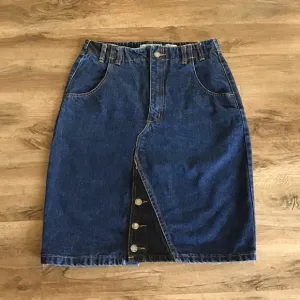 VINTAGE Jordache Jean Skirt Pencil High Waist Dark Blue Juniors Size 13/…