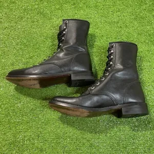 Vintage Justin Ankle Boots Womens 5.5B Retro Western Lace Up Black Leather