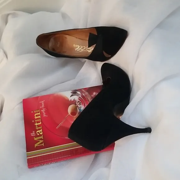 Vintage Newton Elkin Designer Collection Blk. Suede &amp; Fabric 3&quot; Heel, 7.5M, $95