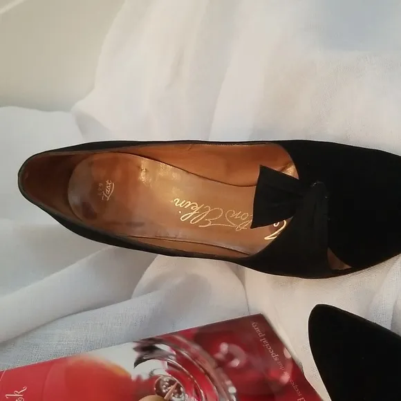 Vintage Newton Elkin Designer Collection Blk. Suede &amp; Fabric 3&quot; Heel, 7.5M, $95