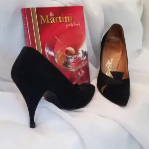 Vintage Newton Elkin Designer Collection Blk. Suede &amp; Fabric 3&quot; Heel, 7.5M, $95
