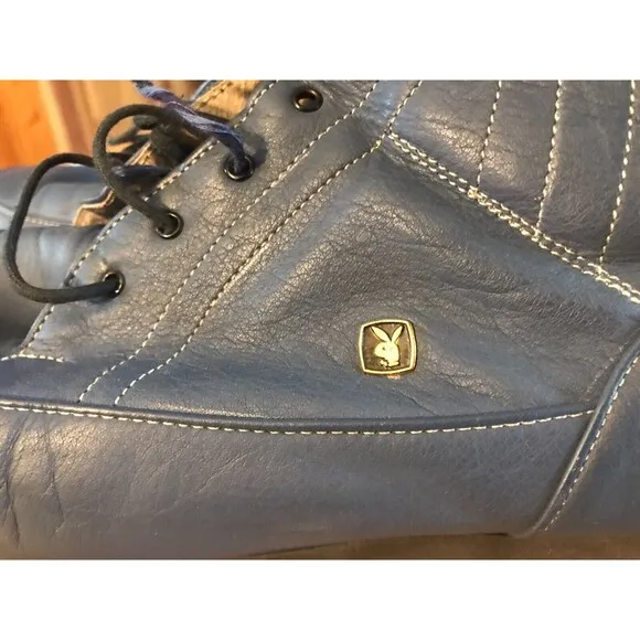 Vintage Playboy Shoes Casual Blue Leather Rare Unique Life Custom Osan Korea