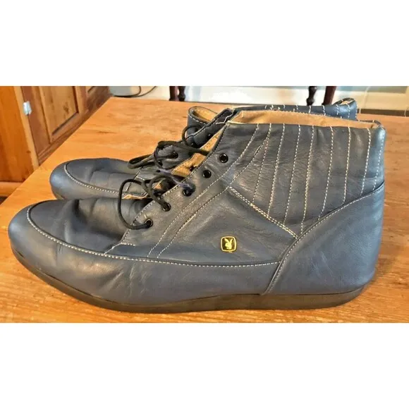 Vintage Playboy Shoes Casual Blue Leather Rare Unique Life Custom Osan Korea
