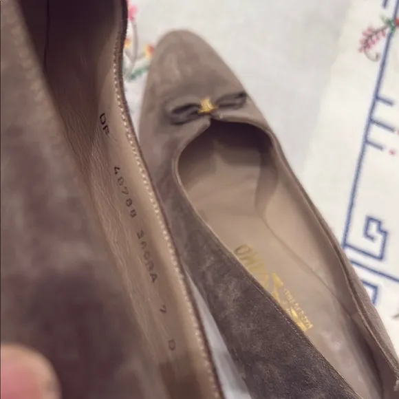 Vintage Salvatore Ferragamo Brown Flats with Bow Accent