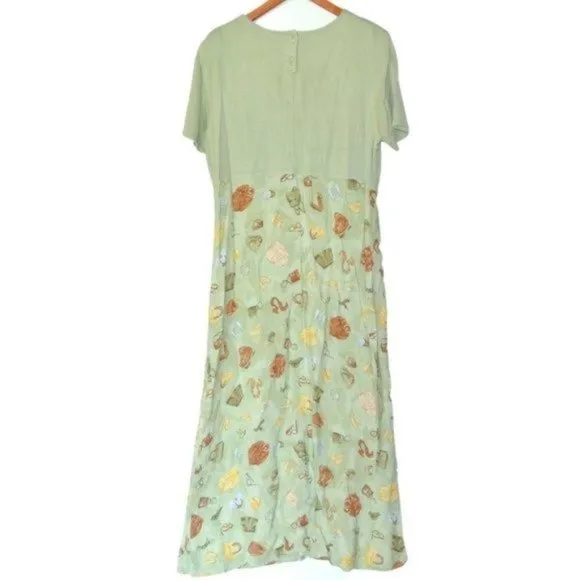 Vintage Talbots‎ Maxi Dress Print Green 18