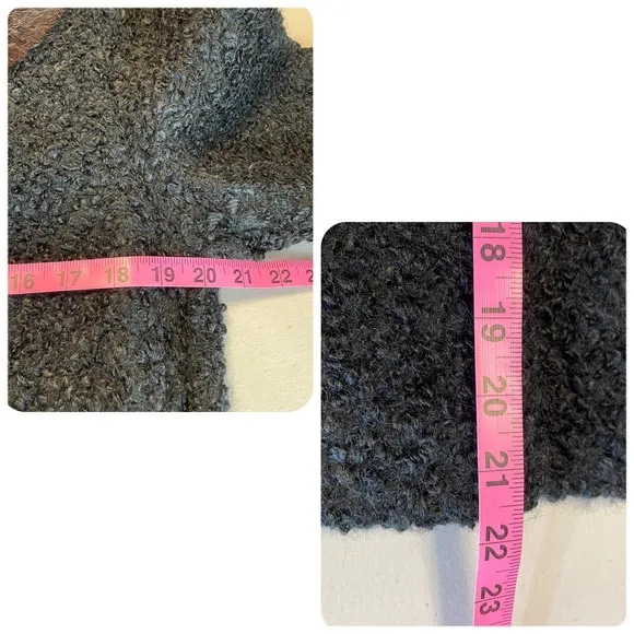 Vintage Winter Black Boucle Knit Brown Mink Collar Short Jacket Button Front S