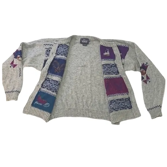 Vintage Woolrich Sweater Fair Isle Nordic Winter Sports Wool Crewneck Cardigan
