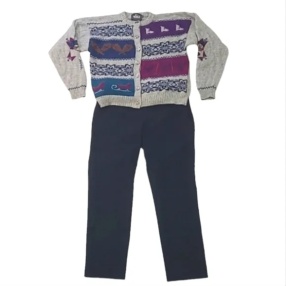 Vintage Woolrich Sweater Fair Isle Nordic Winter Sports Wool Crewneck Cardigan