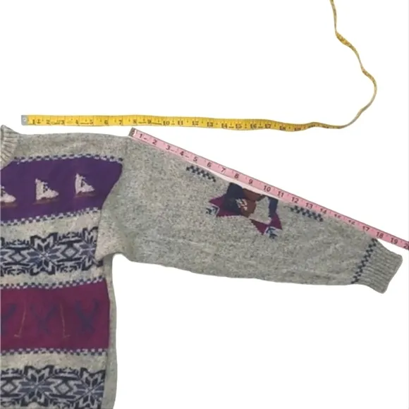 Vintage Woolrich Sweater Fair Isle Nordic Winter Sports Wool Crewneck Cardigan