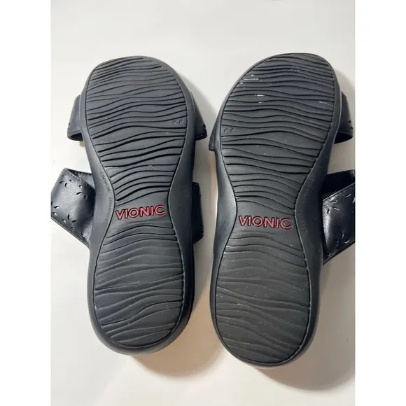 Vionic Black Slide Sandals with Cutout Design