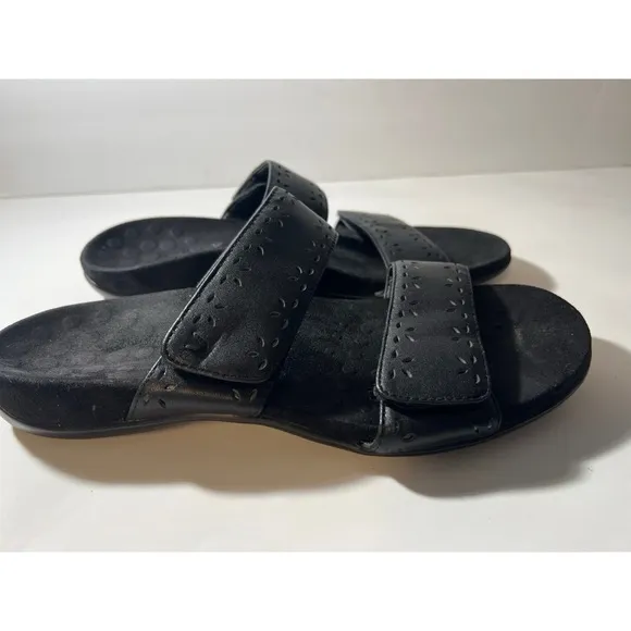 Vionic Black Slide Sandals with Cutout Design