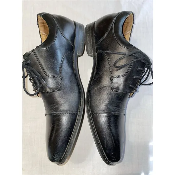 Vionic Captoe Dress Shoes Mens Size 9.5 M Black Leather Oxfords Block Heels