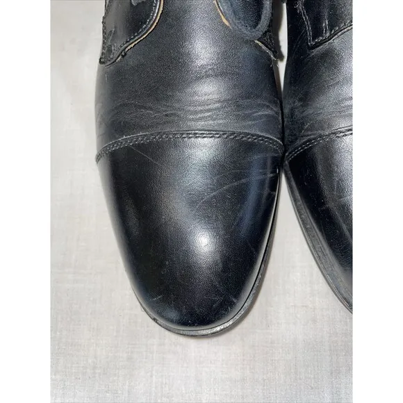 Vionic Captoe Dress Shoes Mens Size 9.5 M Black Leather Oxfords Block Heels