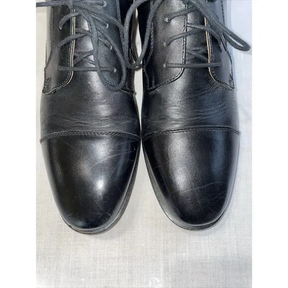 Vionic Captoe Dress Shoes Mens Size 9.5 M Black Leather Oxfords Block Heels