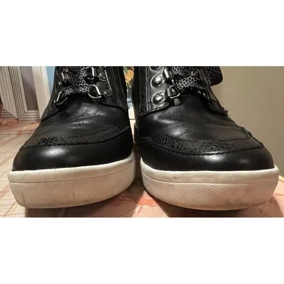 Vionic Jordy Black Oxford Wedge Ankle Boots Booties Lace Up Women's Sz 7