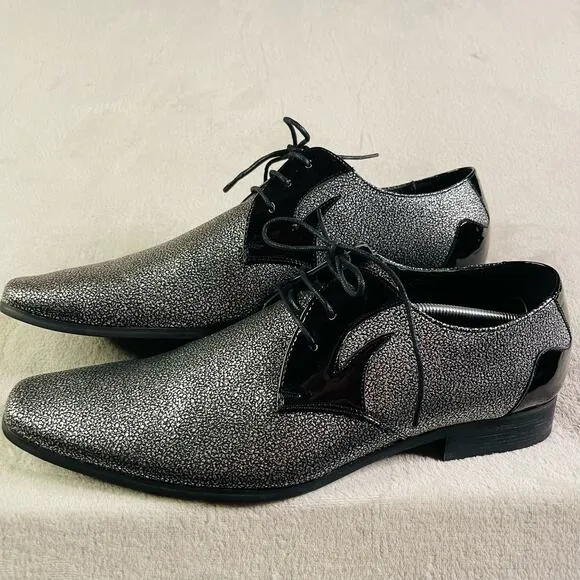 Viotti Dazzler Glitter Tuxedo Dress Shoes Men 14 Gray Black Prom Church Wedding