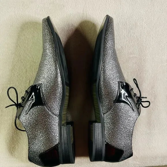 Viotti Dazzler Glitter Tuxedo Dress Shoes Men 14 Gray Black Prom Church Wedding