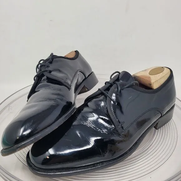Vito Rufolo Tuxedo Derby Oxfords Patent Leather Lace Shoes ITALY Mens Sz 10 99%