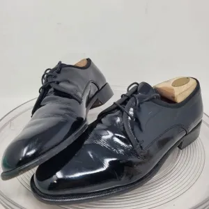Vito Rufolo Tuxedo Derby Oxfords Patent Leather Lace Shoes ITALY Mens Sz 10 99%