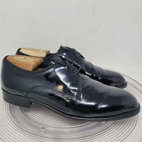Vito Rufolo Tuxedo Derby Oxfords Patent Leather Lace Shoes ITALY Mens Sz 10 99%
