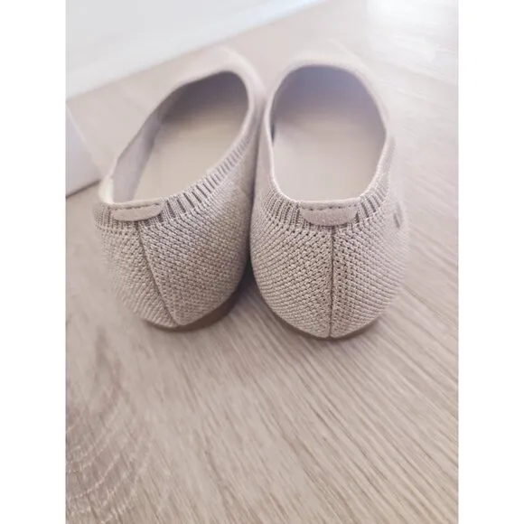 Vivaia Aria 5 Oatmilk Beige Pointed Toe Slip On Knit Ballet Flats Shoes 37 6.5