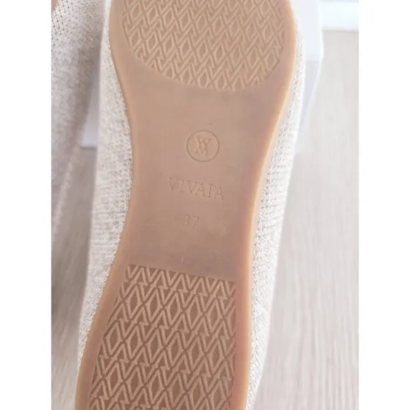 Vivaia Aria 5 Oatmilk Beige Pointed Toe Slip On Knit Ballet Flats Shoes 37 6.5