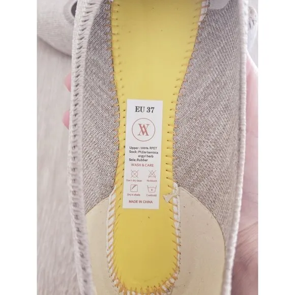 Vivaia Aria 5 Oatmilk Beige Pointed Toe Slip On Knit Ballet Flats Shoes 37 6.5