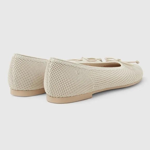 Vivaia Ballet Bow Flats Knit Almond Toe Comfortable Shoes Beige Size 9 EUR40