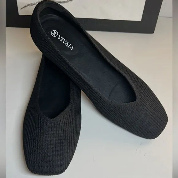 VIVAIA Black Square Margot 2.0 Ballet Flats Women’s Size 10.5
