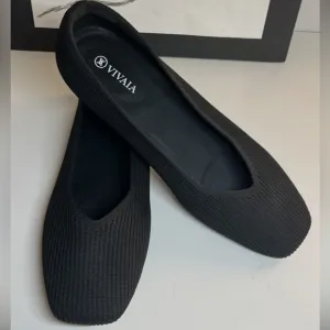 VIVAIA Black Square Margot 2.0 Ballet Flats Women’s Size 10.5
