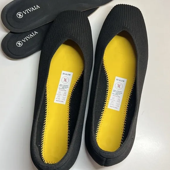 VIVAIA Black Square Margot 2.0 Ballet Flats Women’s Size 10.5