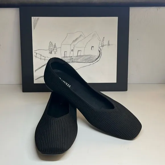 VIVAIA Black Square Margot 2.0 Ballet Flats Women’s Size 10.5
