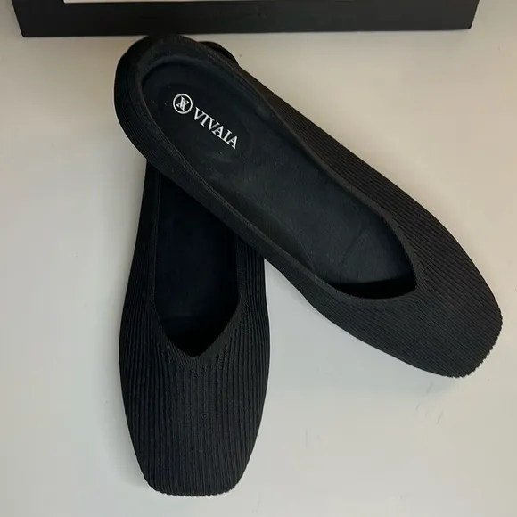 VIVAIA Black Square Margot 2.0 Ballet Flats Women’s Size 10.5